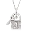 Diamond-Accented Lock and Heart Key Pendant Necklace in 14kt White Gold