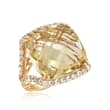 25 Carat Lemon Quartz and 2.00 ct. t.w. White Topaz Ring in 18kt Yellow Gold Over Sterling