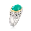 Green Chalcedony Ring in Two-Tone Sterling Silver