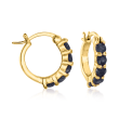 2.60 ct. t.w. Ruby, Emerald and Sapphire Jewelry Set: Three Pairs of Huggie Hoop Earrings in 18kt Gold Over Sterling