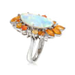 C. 1990 Vintage Opal, 2.85 ct. t.w. Multi-Gemstone and .39 ct. t.w. Diamond Free-Form Ring in Platinum