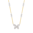 .50 ct. t.w. Baguette and Round Diamond Butterfly Necklace in 14kt Two-Tone Gold