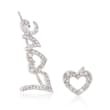 .35 ct. t.w. Diamond Mismatched &quot;Love&quot; Earring and Ear Crawler in Sterling Silver