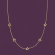 Italian 14kt Yellow Gold Open-Space Star Station Necklace
