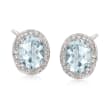 1.75 ct. t.w. Aquamarine Earrings with Diamond Accents in Sterling Silver