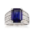 Simulated Tanzanite and 1.45 ct. t.w. CZ Multi-Row Ring in Sterling Silver