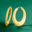 Italian Andiamo 14kt Yellow Gold Over Resin Hoop Earrings