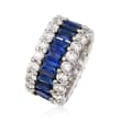6.00 ct. t.w. Simulated Sapphire and 4.00 ct. t.w. CZ Eternity Band in Sterling Silver