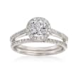 1.11 ct. t.w. Diamond Bridal Set: Engagement and Wedding Rings in 14kt White Gold