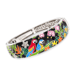 Belle Etoile &quot;Macaw&quot; Multicolored Enamel Bangle Bracelet with CZ Accents in Sterling Silver