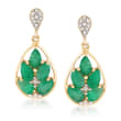 2.10 ct. t.w. Emerald and .12 ct. t.w. Diamond Drop Earrings
