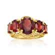4.50 ct. t.w. Garnet Five-Stone Ring in 18kt Gold Over Sterling