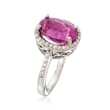 C. 1980 Vintage 5.20 Carat Pink Tourmaline and .30 ct. t.w. Diamond Ring in 14kt White Gold