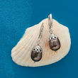 10-11mm Black Cultured Pearl Drop Earrings in Sterling Silver