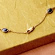7.25 ct. t.w. Sapphire and .15 ct. t.w. Diamond Station Necklace in 18kt Gold Over Sterling
