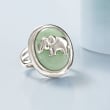 Jade Elephant Ring in Sterling Silver