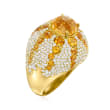C. 1990 Vintage 6.80 ct. t.w. Citrine and 3.50 ct. t.w. Diamond Ring in 18kt Yellow Gold