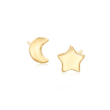 14kt Yellow Gold Star and Moon Mismatched Earrings