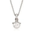 Mikimoto 8mm Akoya Pearl and .25 ct. t.w. Pave Diamond Pendant Necklace in 18kt White Gold