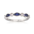 .17 ct. t.w. Sapphire and .12 ct. t.w. Diamond Ring in 14kt White Gold