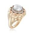 10-10.5mm Cultured Pearl and .12 ct. t.w. Diamond Ring in 14kt Yellow Gold