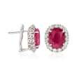 5.00 ct. t.w. Ruby and 1.15 ct. t.w. Diamond Earrings in 18kt White Gold