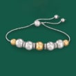 6-8mm Sterling Silver and 14kt Yellow Gold Bead Bolo Bracelet with .24 ct. t.w. Diamonds