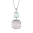 Purple and Green Glass Pendant Necklace in Sterling Silver