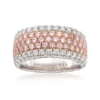 1.70 ct. t.w. Pink and White Diamond Wide Band Ring in 18kt Two-Tone Gold