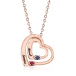 Personalized Birthstone and Name Double-Heart Couple's Pendant Necklace in 14kt Gold