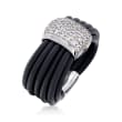Belle Etoile &quot;Adagio&quot; .70 ct. t.w. CZ and Black Rubber Ring in Sterling Silver
