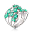 1.80 ct. t.w. Emerald and .12 ct. t.w. Diamond Openwork Ring in Sterling Silver