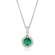 .40 Carat Emerald and .10 ct. t.w. Diamond Pendant Necklace in 14kt White Gold