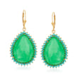 Jade and Simulated Turquoise Drop Earrings in 18kt Gold Over Sterling