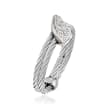 ALOR &quot;Classique&quot; Gray Cable Ring With Diamond Accents and 18kt White Gold