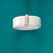 White Ceramic and .10 ct. t.w. Diamond Ring with 14kt Yellow Gold