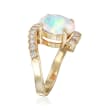 C. 1990 Vintage Opal and .55 ct. t.w. Diamond Ring in 14kt Yellow Gold