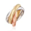 Andiamo 14kt Tri-Colored Gold Rolling Ring
