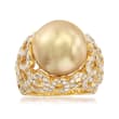 13-14mm Golden South Sea Pearl and 2.00 ct. t.w. Diamond Ring in 18kt Yellow Gold