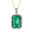 57.00 Carat Green Tourmaline and 2.49 ct. t.w. Diamond Pendant Necklace in 18kt Yellow Gold