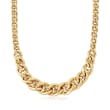 Italian 18kt Yellow Gold Graduated Curb-Link Necklace