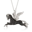 1.90 ct. t.w. Black Spinel Pegasus Pendant Necklace in Sterling Silver