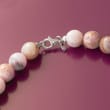 12mm Pastel Pink Opal Bead Necklace with Sterling Silver