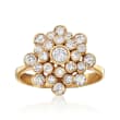 C. 1970 Vintage 1.20 ct. t.w. Diamond Cluster Ring in 18kt Yellow Gold
