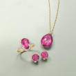 8.50 Carat Pink Topaz Necklace With Diamond Accents in 14kt Yellow Gold