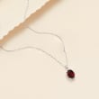 2.00 Carat Garnet Pendant Necklace with Diamond Accents in 14kt White Gold