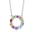 1.20 ct. t.w. Multi-Gemstone Bali-Style Circle Necklace in Sterling Silver