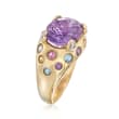 C. 2000 Vintage 5.50 Carat Amethyst and .52 ct. t.w. Multi-Gemstone Ring with Diamond Accents in 10kt Yellow Gold