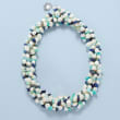 5-7mm Cultured Pearl and Multi-Gemstone Torsade Necklace with Sterling Silver