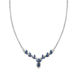 C. 1990 Vintage 2.75 ct. t.w. Sapphire and .40 ct. t.w. Diamond Leaf Necklace in 14kt White Gold